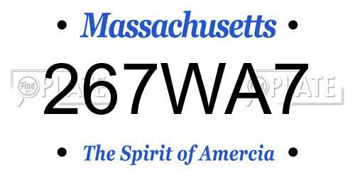 267WA7 Massachusetts License Plate