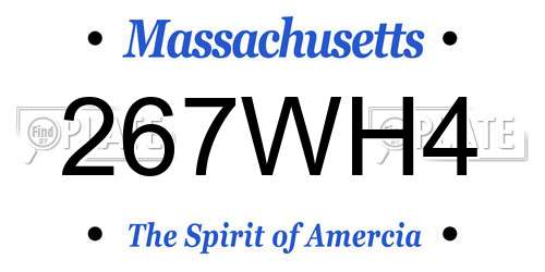 267WH4 Massachusetts License Plate