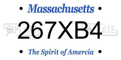 267XB4 Massachusetts License Plate