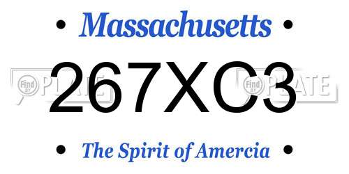 267XC3 Massachusetts License Plate
