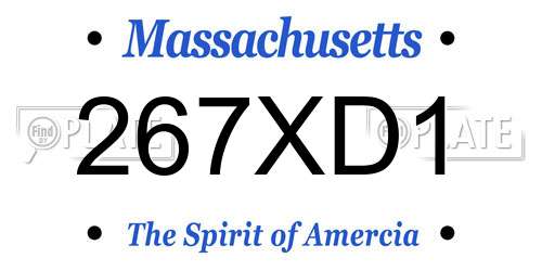 267XD1 Massachusetts License Plate