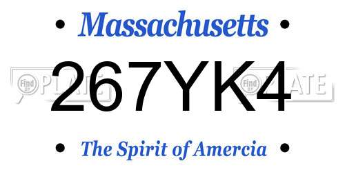267YK4 Massachusetts License Plate