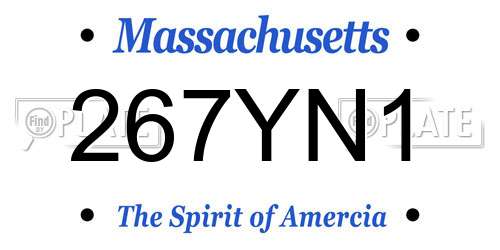 267YN1 Massachusetts License Plate