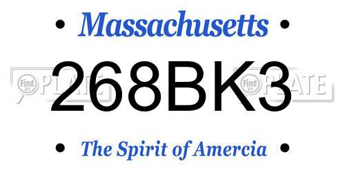 268BK3 Massachusetts License Plate