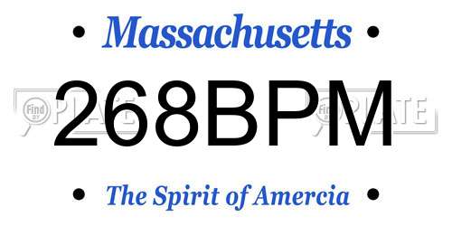 268BPM Massachusetts License Plate