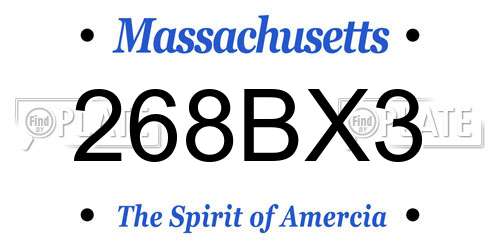 268BX3 Massachusetts License Plate