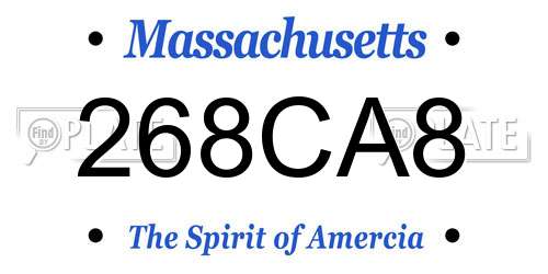 268CA8 Massachusetts License Plate