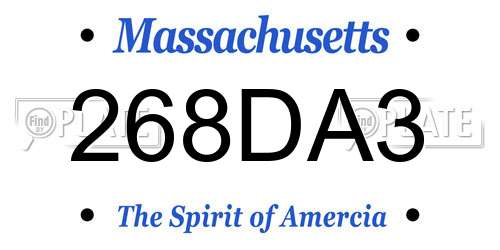268DA3 Massachusetts License Plate