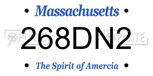 268DN2 Massachusetts License Plate