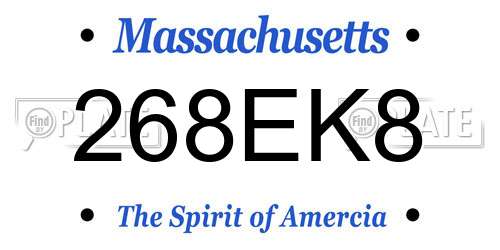 268EK8 Massachusetts License Plate