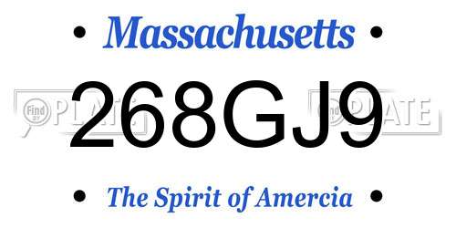 268GJ9 Massachusetts License Plate