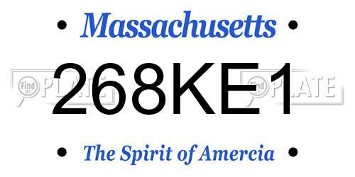 268KE1 Massachusetts License Plate
