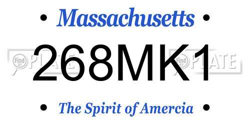 268MK1 Massachusetts License Plate