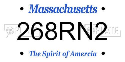 268RN2 Massachusetts License Plate