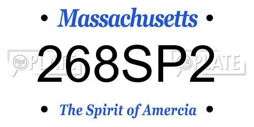 268SP2 Massachusetts License Plate