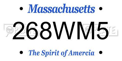 268WM5 Massachusetts License Plate