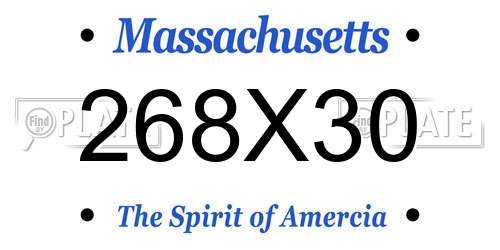 268X30 Massachusetts License Plate