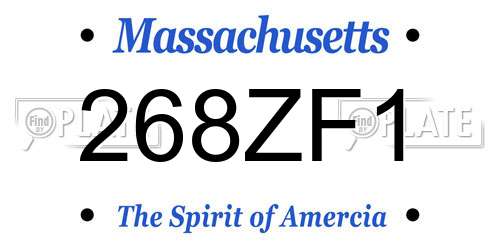 268ZF1 Massachusetts License Plate