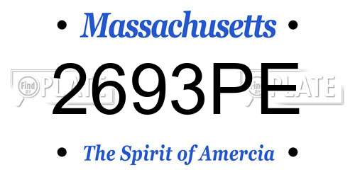2693PE Massachusetts License Plate