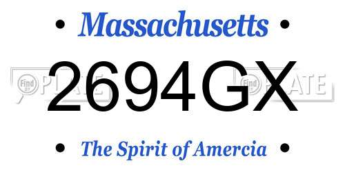 2694GX Massachusetts License Plate