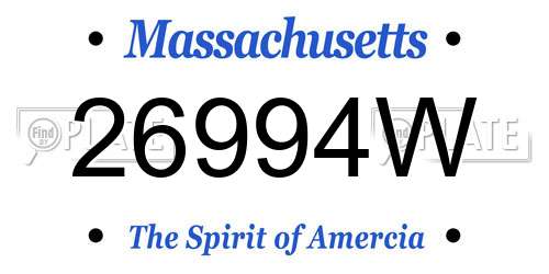 26994W Massachusetts License Plate