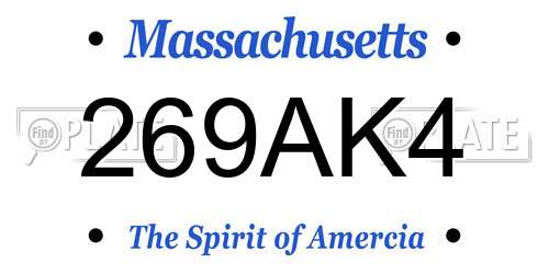 269AK4 Massachusetts License Plate