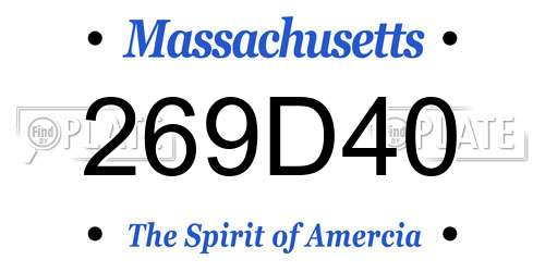 269D40 Massachusetts License Plate