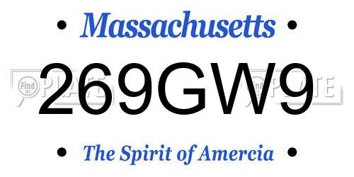 269GW9 Massachusetts License Plate