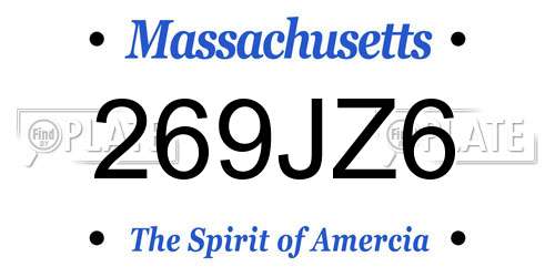 269JZ6 Massachusetts License Plate