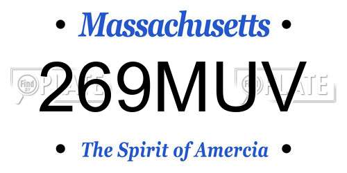 269MUV Massachusetts License Plate