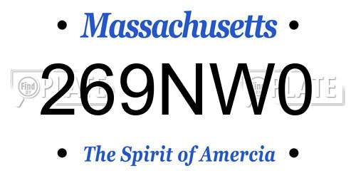 269NW0 Massachusetts License Plate