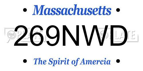 269NWD Massachusetts License Plate