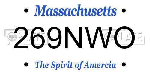 269NWO Massachusetts License Plate