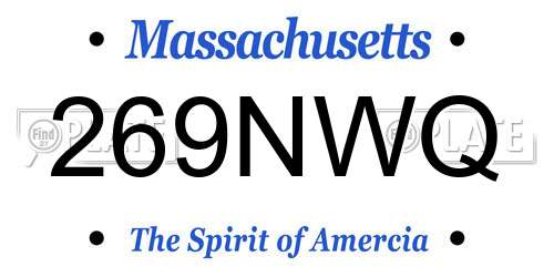 269NWQ Massachusetts License Plate