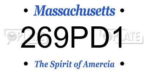 269PD1 Massachusetts License Plate