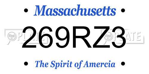 269RZ3 Massachusetts License Plate