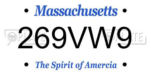 269VW9 Massachusetts License Plate