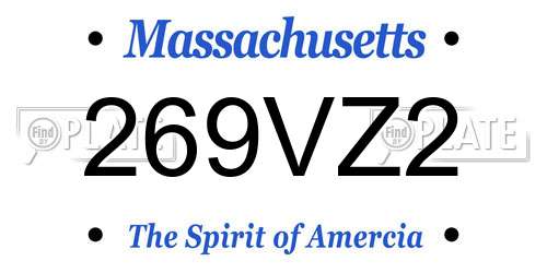 269VZ2 Massachusetts License Plate