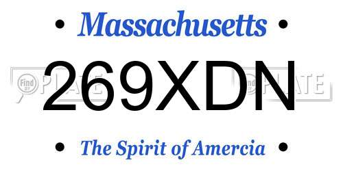 269XDN Massachusetts License Plate