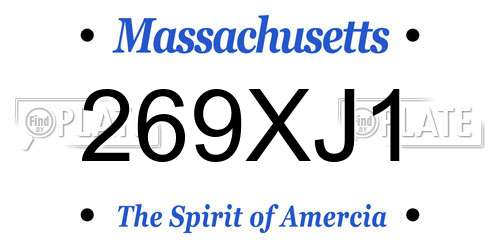 269XJ1 Massachusetts License Plate