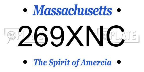 269XNC Massachusetts License Plate