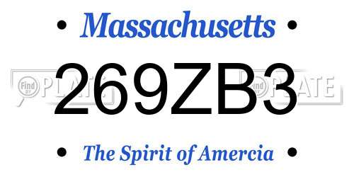 269ZB3 Massachusetts License Plate