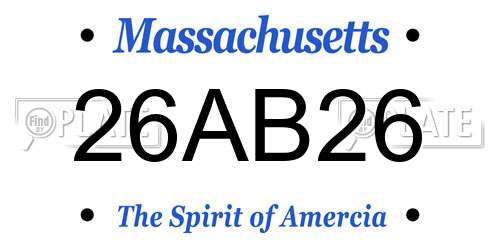 26AB26 Massachusetts License Plate