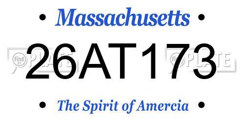 26AT173 Massachusetts License Plate