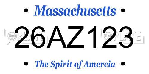 26AZ123 Massachusetts License Plate