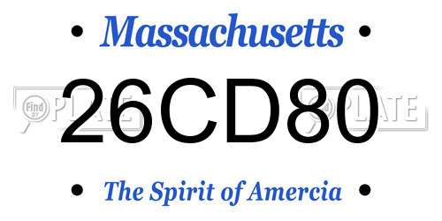 26CD80 Massachusetts License Plate