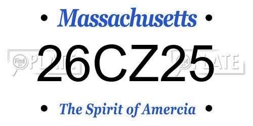 26CZ25 Massachusetts License Plate