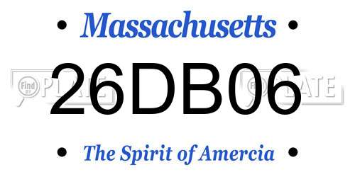26DB06 Massachusetts License Plate