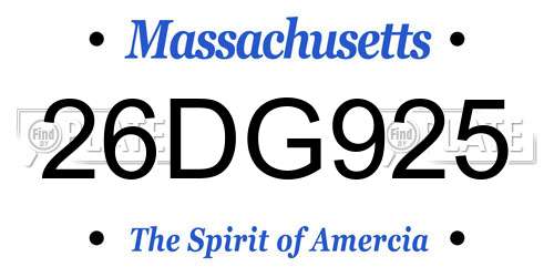 26DG925 Massachusetts License Plate