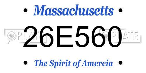 26E560 Massachusetts License Plate